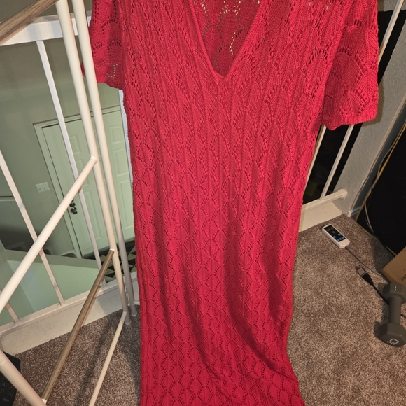 Eloquii Vibrant Red Textured Maxi Dress - Picture 4 of 6